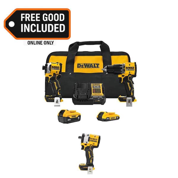 ATOMIC 20-Volt Lithium-Ion Cordless 2-Tool Combo Kit, Brushless 1/2 in. Impact Wrench w/ 5 Ah, 2 Ah Batteries, Charger