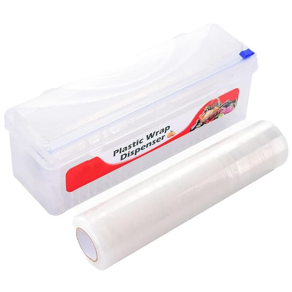 Plastic Wrap Dispenser with Cutter for Food Film Cling Wrap Aluminum Foil Baking Paper BPA Free Film 4800 L x 12 W