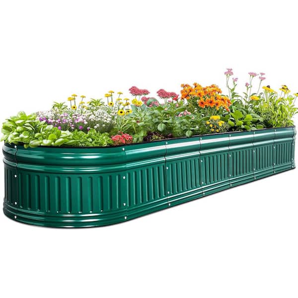 8x2x1ft. Steel Raised Garden Bed Kit Galvanized Modular Planter Garden Box Outdoor for Gardening, Vegetables, Flowers