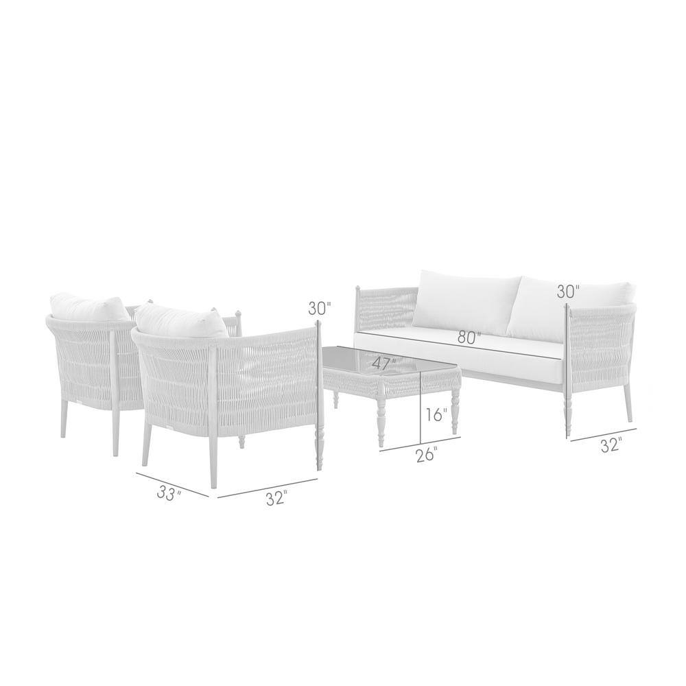 Safari Brown Aluminum and Rope Outdoor Sofa with Gray Cushions