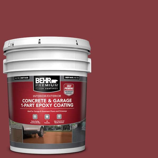 BEHR PREMIUM 5 gal. #M140-7 Dark Crimson Self-Priming 1-Part Epoxy Satin Interior/Exterior Concrete and Garage Floor Paint