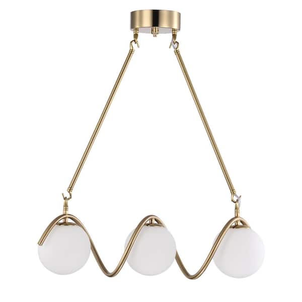 Warehouse of Tiffany Willow 20 in. 3-Light Indoor Brass Chandelier with Light Kit