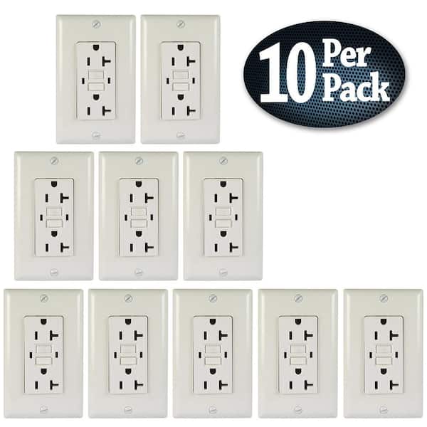 ASI 20 Amp 125-Volt GFCI Duplex Outlet Self-Test Wall Plate, White (10 per Box)