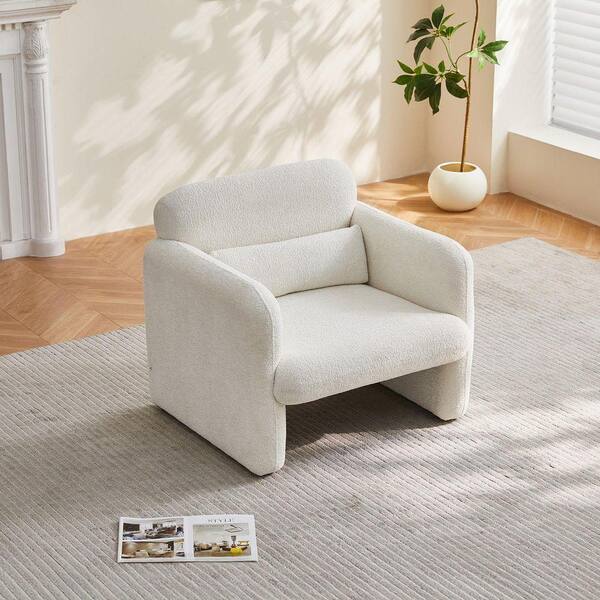 Beige Velvet Fabric Accent Arm Chair Modern Single Sofa with