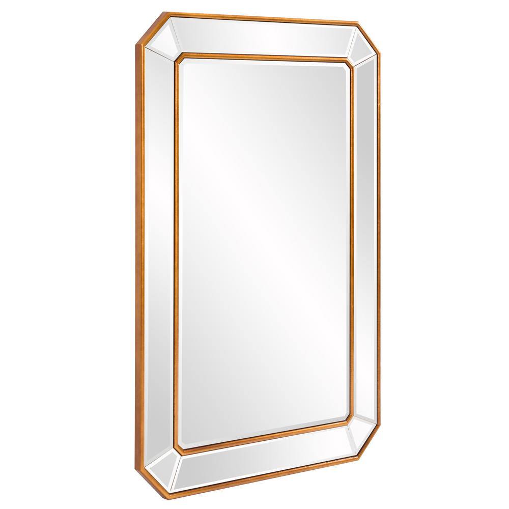 Elegante Full-Length Gold Trimmed Wood Rectangular Mirror