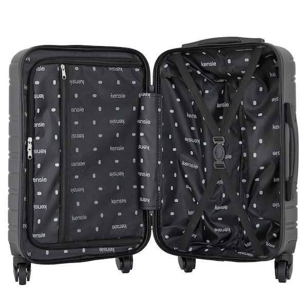 Kensie 20 in. Black Rolling Hard Case Carry-On with Luggage Tag KN