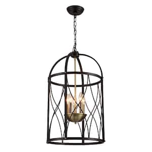 Darshan 17 in. 5-Light Indoor Black Pendant Lamp with Light Kit