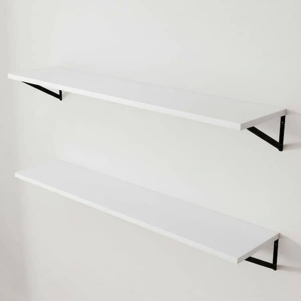 55 in. W x 11.6 in. D White Wood Floating Shelves for Wall (Set of 2) Decorative Wall Shelf