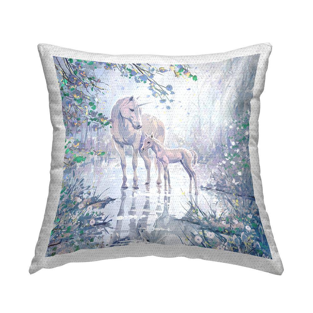 Mystical Unicorn Fantasy Nature Blue Square Outdoor Throw Pillow price history on PriceWatchPro