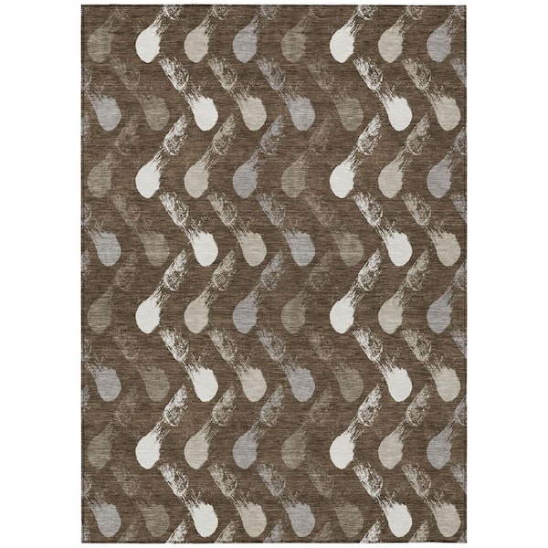 Chantille Machine Washable Indoor/Outdoor Abstract ACN2900 Chocolate 10 ft. x 14 ft. Area Rug