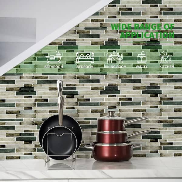 Peel&Stick Mosaics White Subway 10-in x 10-in Glossy Composite Linear  Subway Peel and Stick Wall Tile (0.65-sq. ft/ Piece) in the Tile department  at