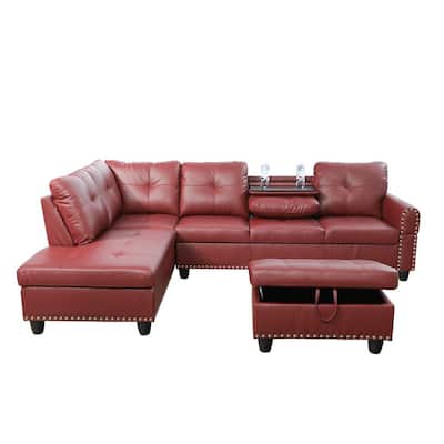 Nailhead Sectional Sofas Living, Leather Nailhead Sectional Sofa