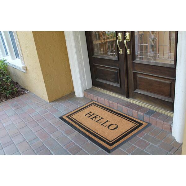 A1 Home Collections A1hc Black Border 30 in x 48 in Rubber and Coir Thin Profile Outdoor Entrance Durable Doormat