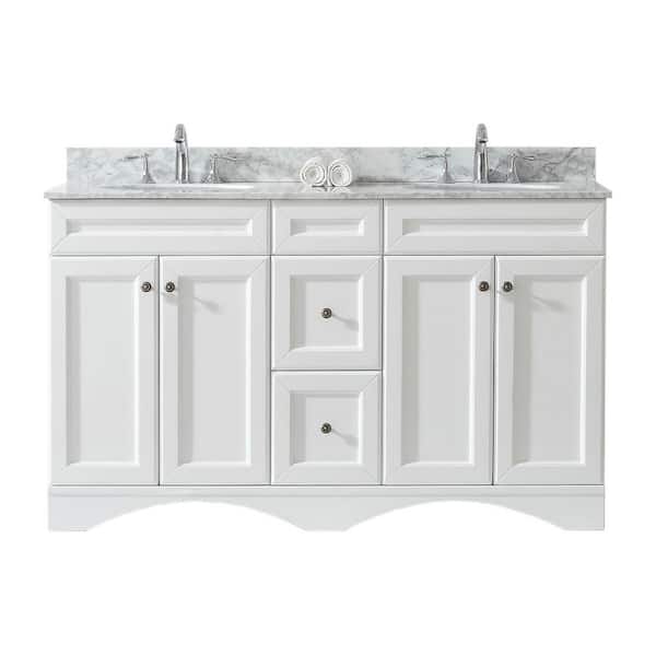 Virtu USA Talisa 60 in. W Bath Vanity in White with Marble Vanity Top in White with Round Basin