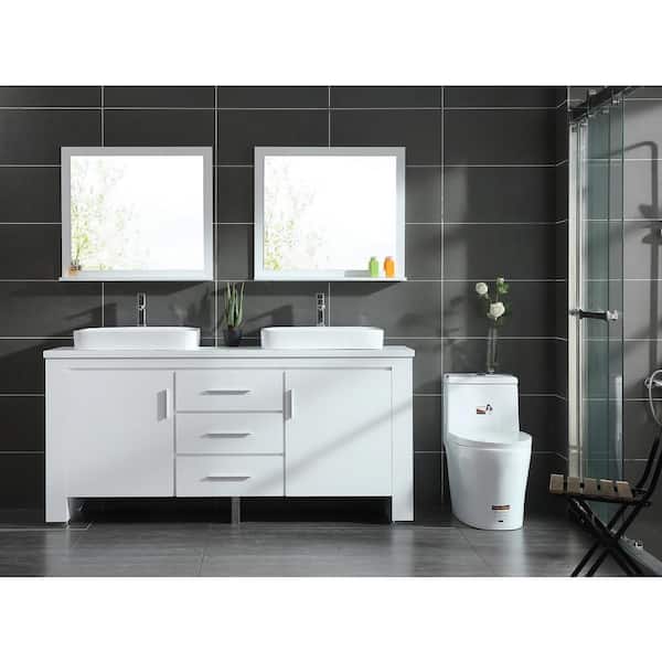 Washington 72 in. W x 22 in. D Bath Vanity in White with Veneer Vanity Top in White with White Basin and Mirror