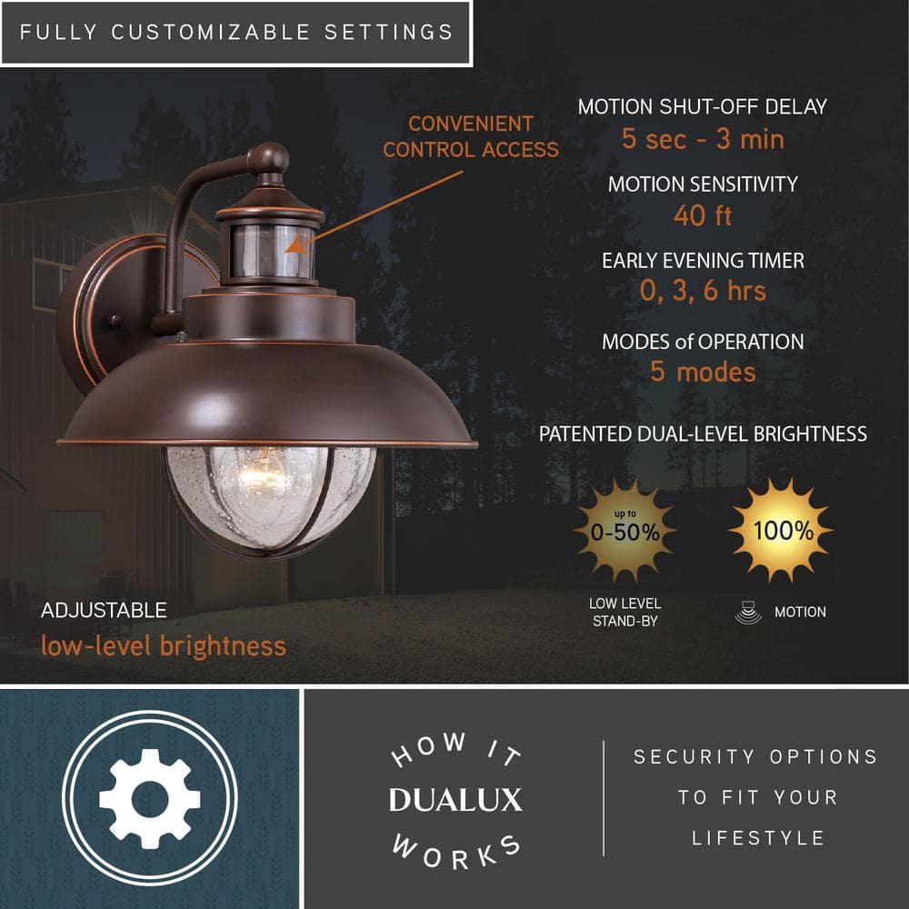Burnished Bronze Nautical-Style Dimmable Wall Sconce