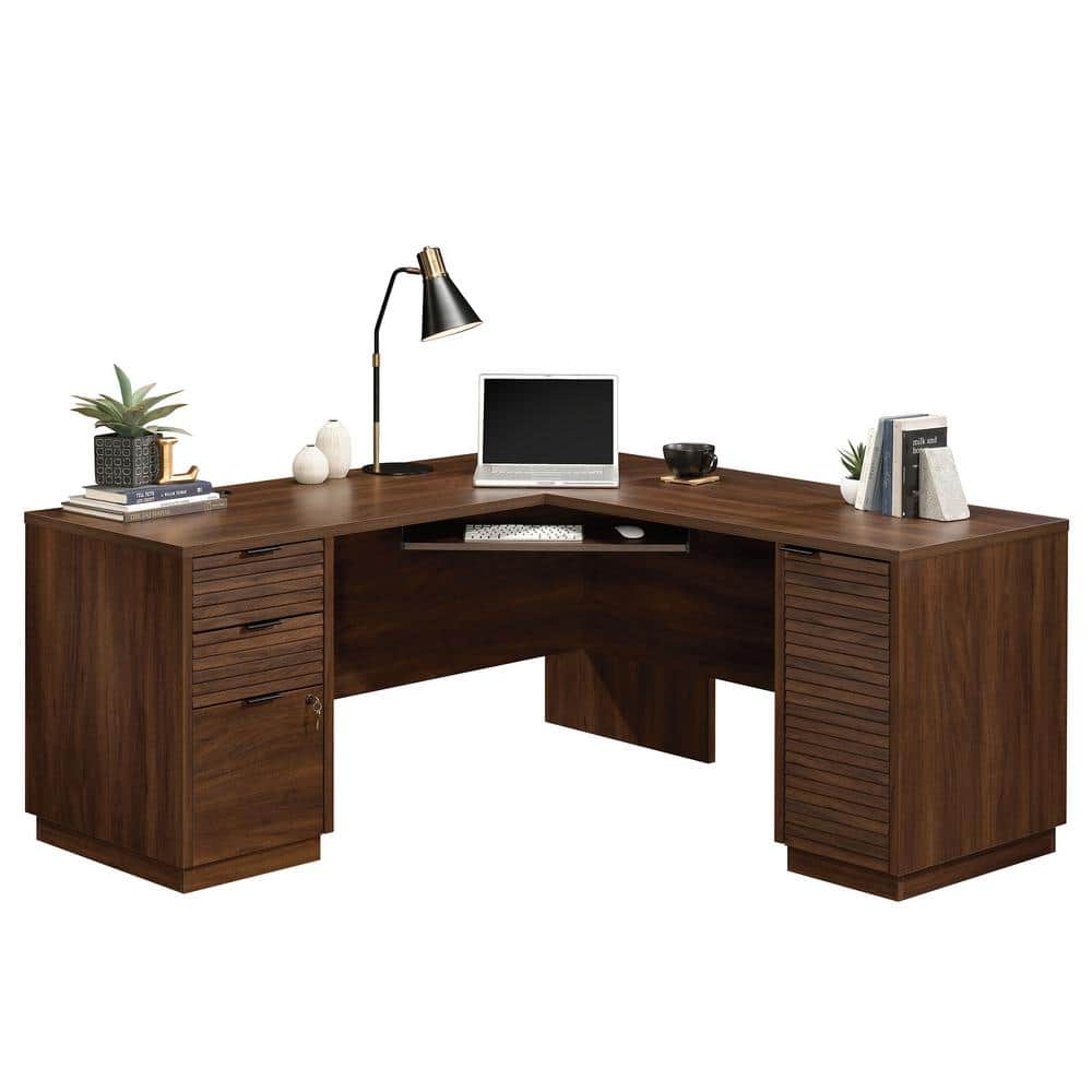 Spiced Mahogany 65'' L-Shaped Executive Desk with File Storage