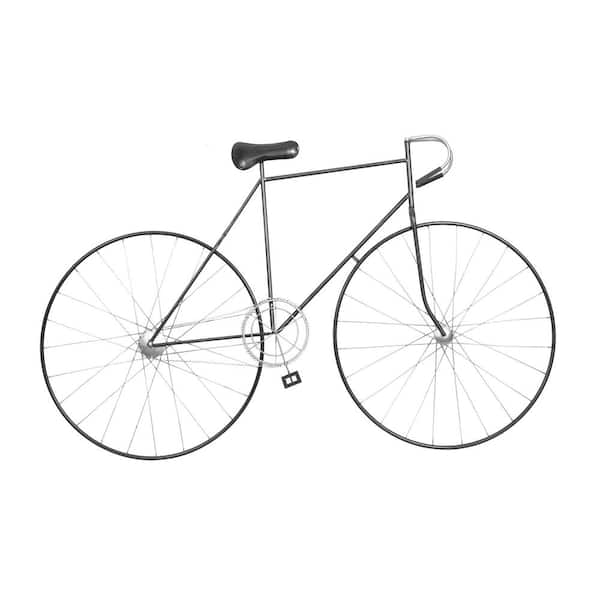 Litton Lane 59 in. x  37 in. Metal Black Bike Wall Decor with Seat and Handles