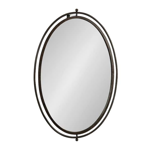 Kate and Laurel Baron 23.00 in. W x 34.50 in. H Metal Bronze Oval Framed Decorative Mirror