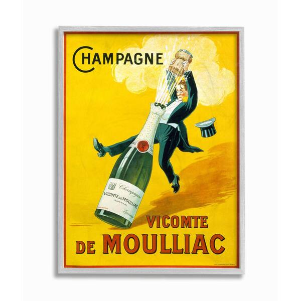 Stupell Industries "Vintage Champagne Vicomte de Moulliac Pop Bottle" by Marcus Jules Framed Drink Wall Art Print 16 in. x 20 in.