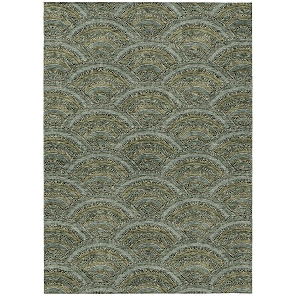 Addison Rugs Chantille Machine Washable Indoor/Outdoor Abstract ACN984 Olive 8 ft. x 10 ft. Area Rug