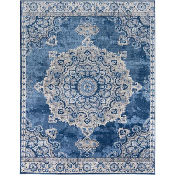 Artistic Weavers Monaco Navy Medallion 8 ft. x 10 ft. Indoor Area Rug