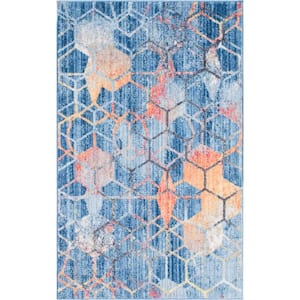 Blue 3 ft. 3 in. x 5 ft. 3 in. Rainbow Area Rug