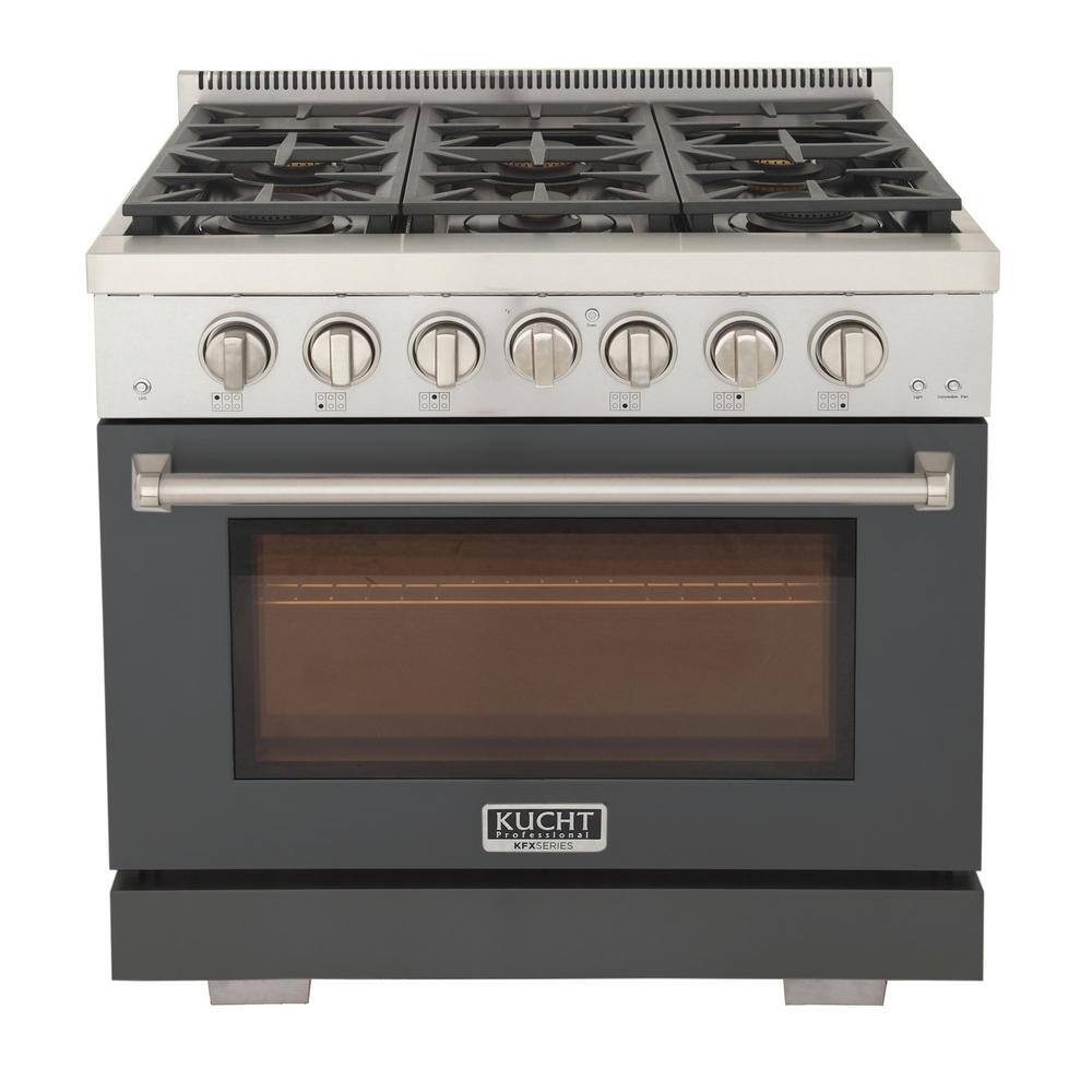 Kucht Professional 36 in. 5.2 cu. ft. 6 Burners Freestanding Natural Gas Range in Grey with