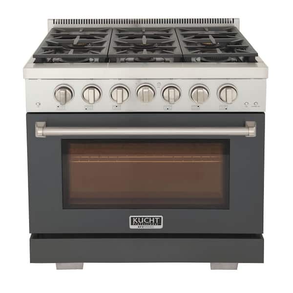 Kucht Professional 36 in. 5.2 cu. ft. 6 Burners Freestanding Natural Gas Range in Grey with Convection Oven