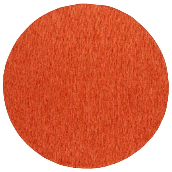 Beach House 5 x 5 Orange Striated Round Rug