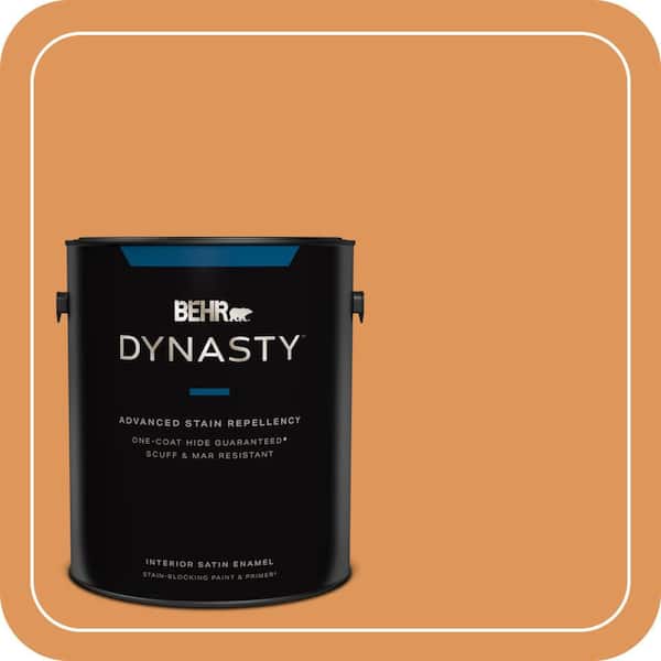 BEHR DYNASTY 1 gal. #M230-6 Amiable Orange Satin Enamel Interior Stain-Blocking Paint & Primer