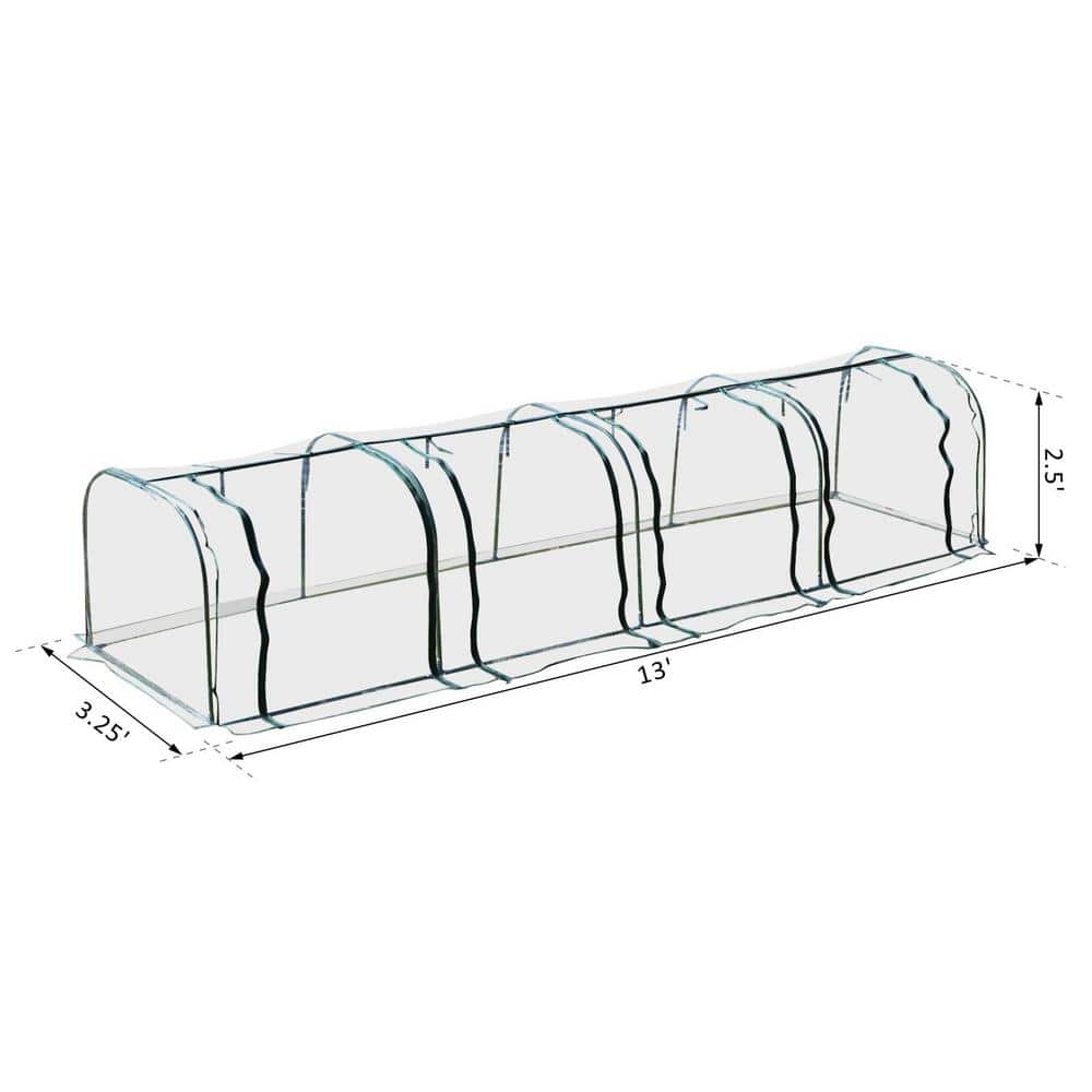 Clear PVC Tunnel Greenhouse with Steel Frame, 13' x 3' x 2.5'