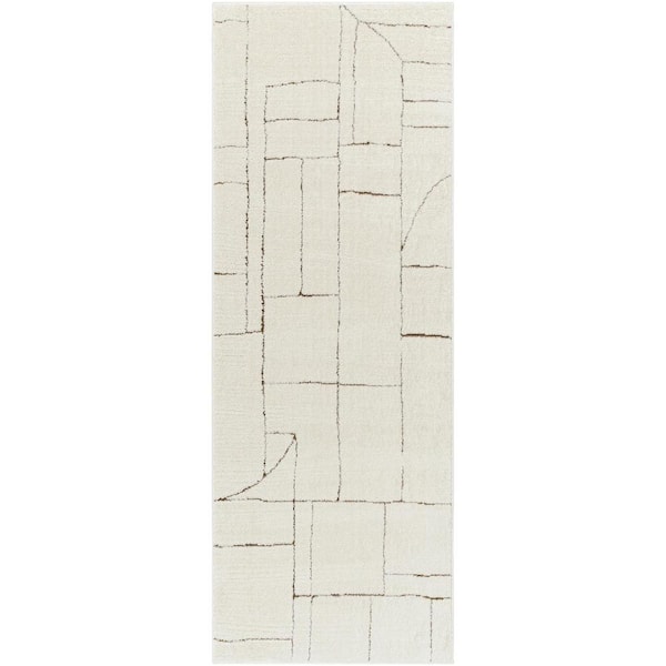 Livabliss Freud Burnt Orange/Cream 3 ft. x 7 ft. Geometric Indoor Runner Area Rug
