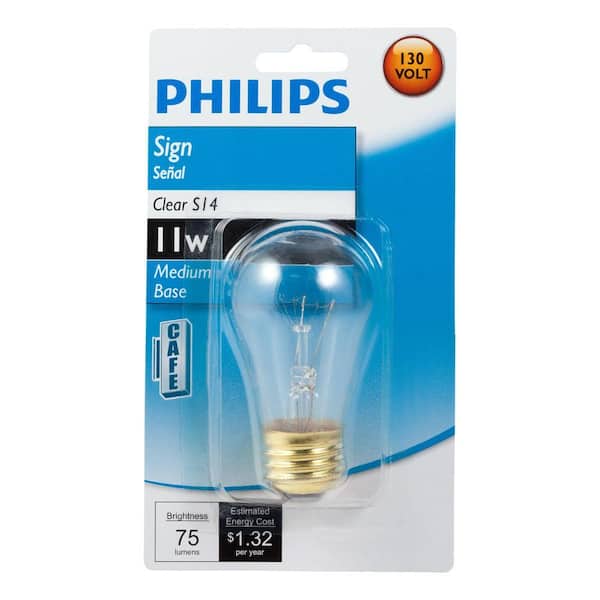 NOS Philips 11w 130v 3000 Hrs Incandescent Blue Sign Light Bulbs Lamp New 6 Pack 