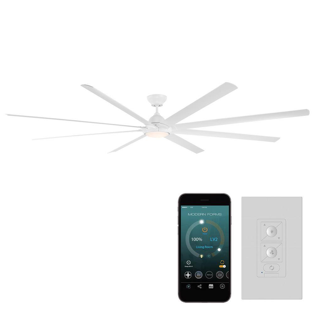 Hydra 120" Matte White Smart Outdoor Ceiling Fan with LED and Remote