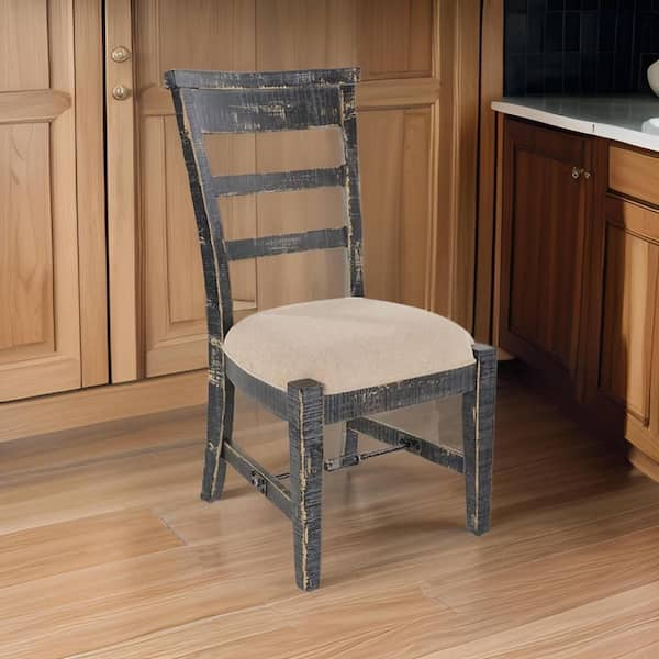 Rena Black and White Poly-Cotton Turnbuckle Dining Chair (Set of 2)