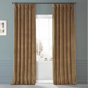 Exclusive Fabrics & Furnishings Black Extra Wide Velvet Rod Pocket Blackout  Curtain - 100 in. W x 108 in. L (1 Panel) VPCH-VET1212-108 - The Home Depot