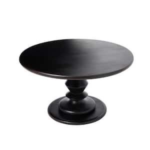 Berns 34 in. Black Round Wood Coffee Table with Solid Wood