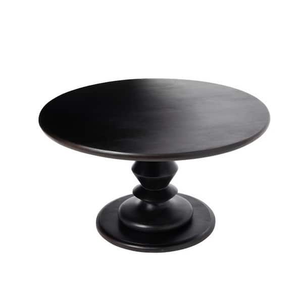 Storied Home Berns 34 in. Black Round Wood Coffee Table with Solid Wood