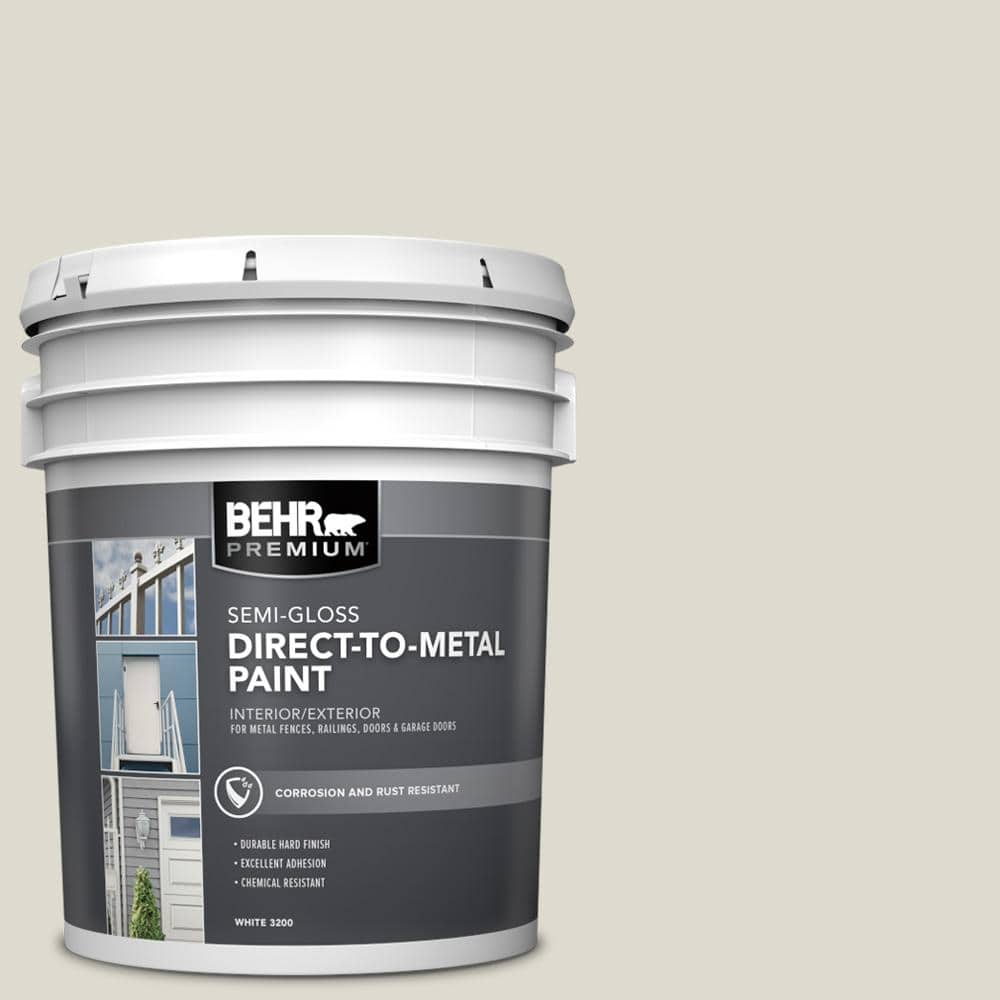 BEHR PREMIUM 5 gal. #GR-W11 Silver Ash Semi-Gloss Direct to Metal