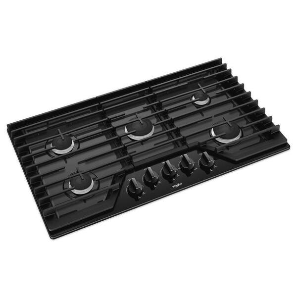 Whirlpool 5-Burner 36-in Gas Cooktop with Griddle and EZ-2-LIFT hinged  grates - Stainless Steel at