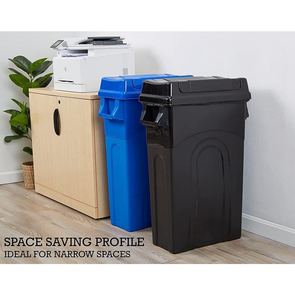 Black 23-Gallon Plastic Wheeled Trash Can with Swing Lid