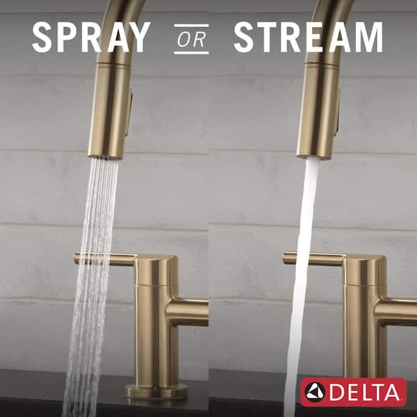 Delta Nicoli Gold Double Handle Bridge Kitchen Faucet in Champagne