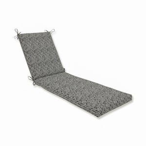 23 x 30 Outdoor Chaise Lounge Cushion in Black/Ivory Herringbone
