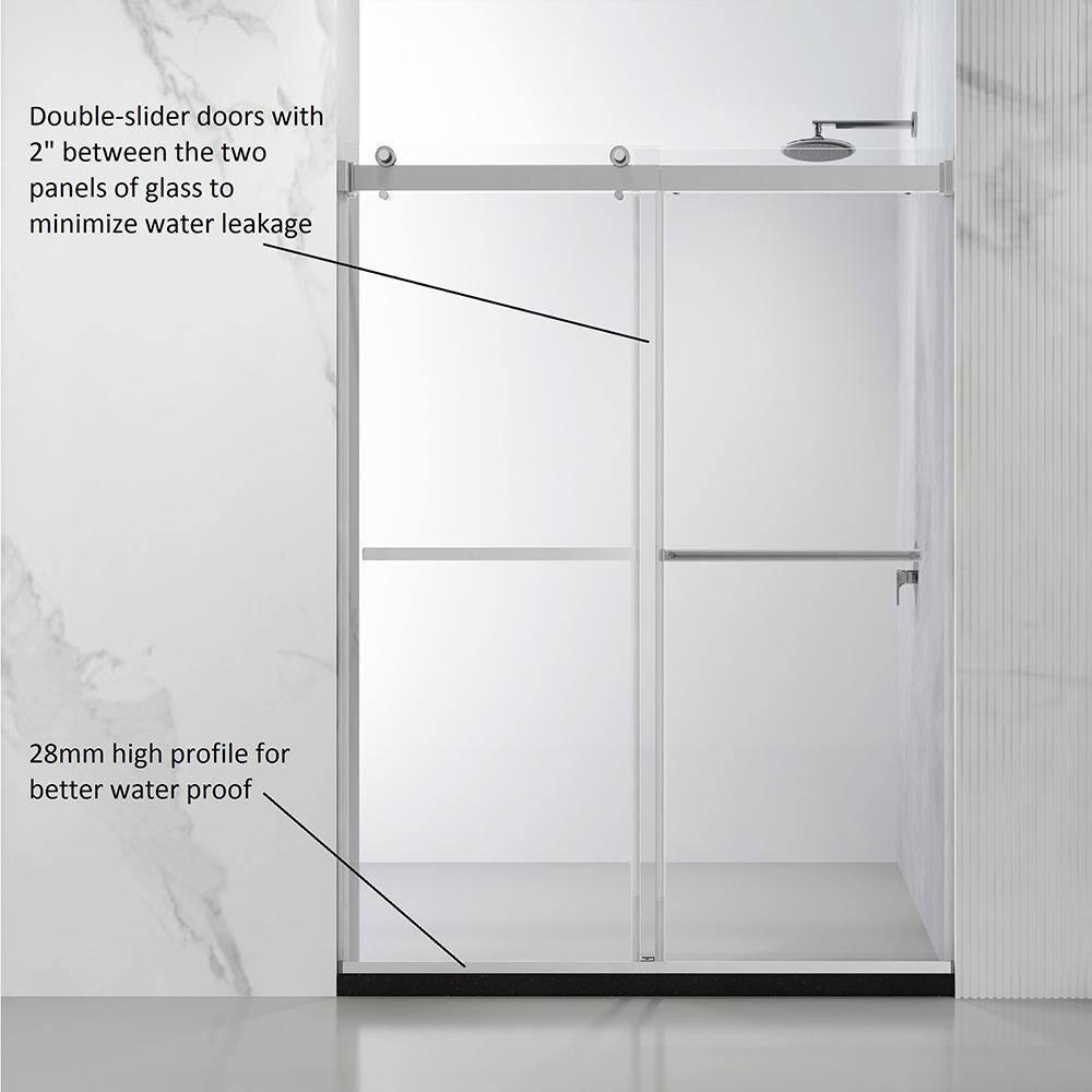 64 x 76 in. Polished Chrome Clear Glass Sliding Shower Door