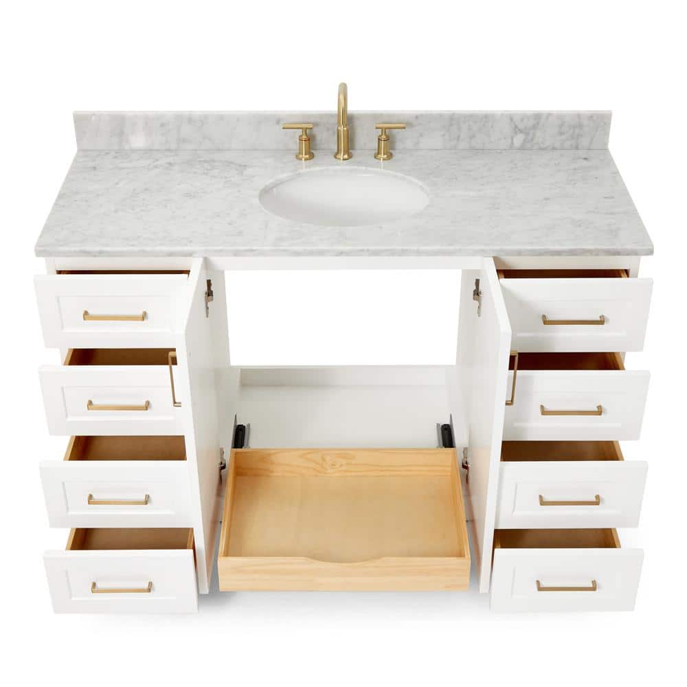 Taylor White Marble Top Freestanding Single Vanity, 55"