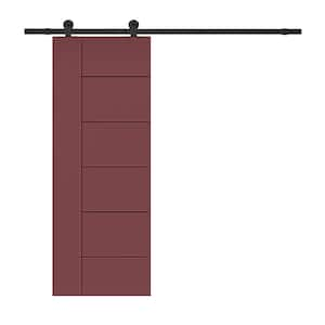 Modern Classic 36 in. x 84 in. Maroon Stained Composite MDF Paneled Sliding Barn Door with Hardware Kit