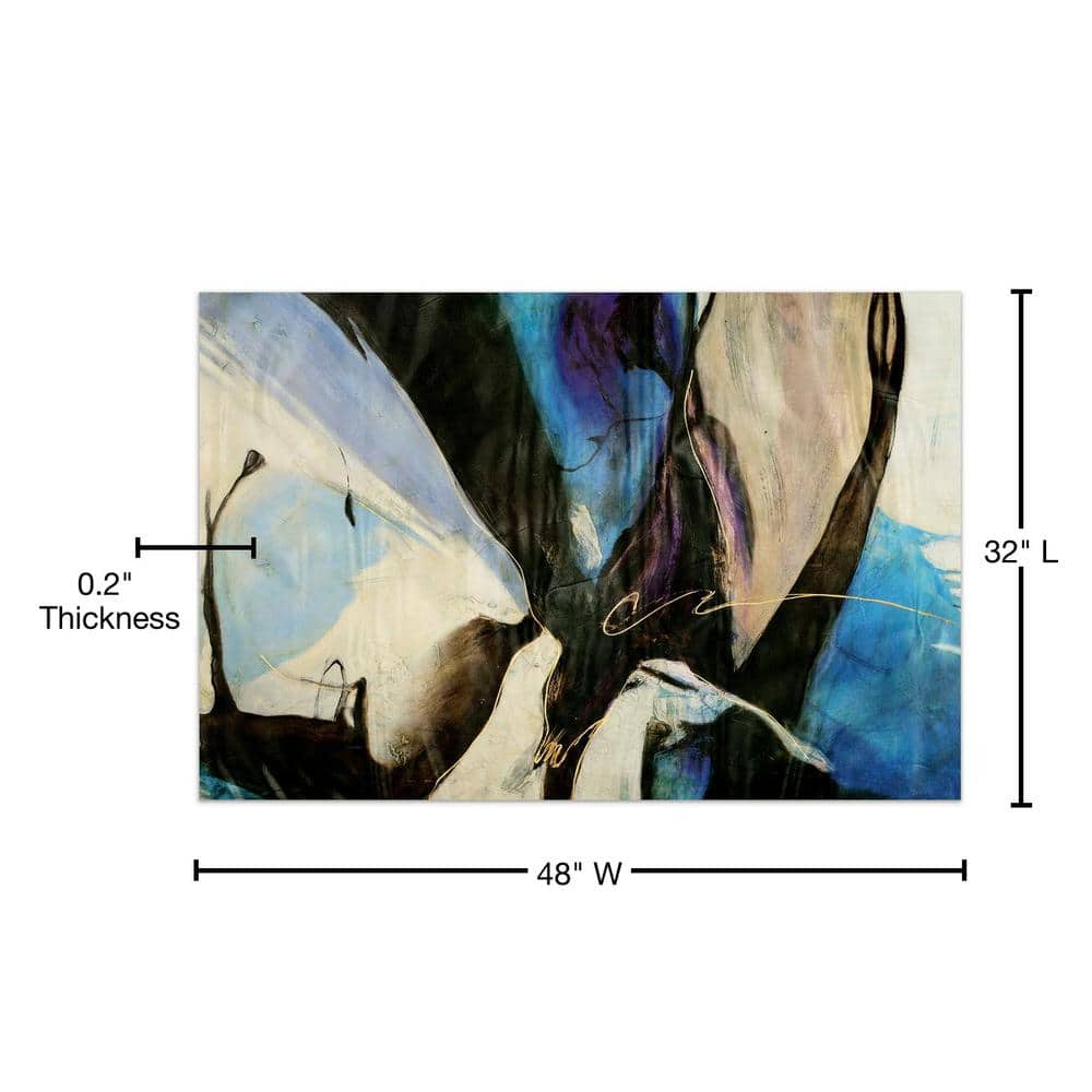 Motivos Abstract Blue and Purple Tempered Glass Wall Art, 32" x 48"