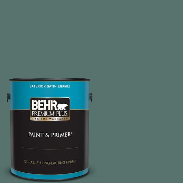 BEHR PREMIUM PLUS 1 gal. #480F-6 Shaded Spruce Satin Enamel Exterior Paint & Primer