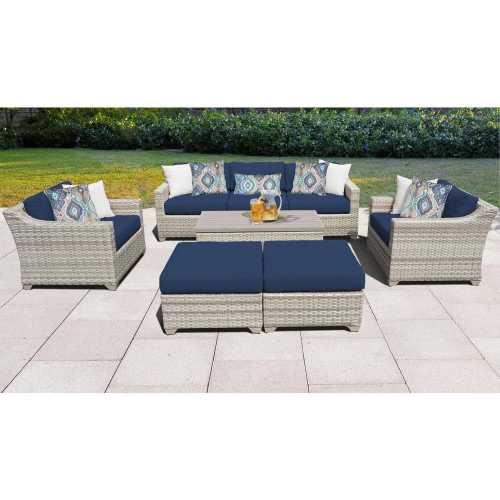 TK CLASSICS Fairmont 8-Piece Wicker Outdoor Sofa Seating Group with ...